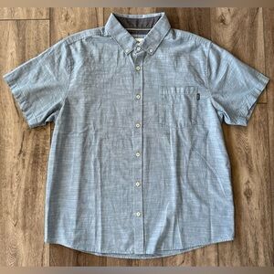 Hurley The Standard Collection Slub Short Sleeve Button Down Shirt Mens XL Blue